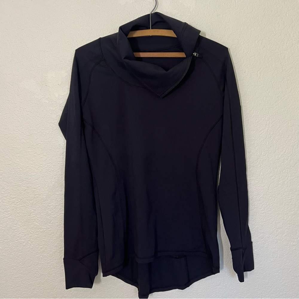 Womens P'tula Black Pullover Sweatshirt Asymmetrical Zipper Activewear Size Sm